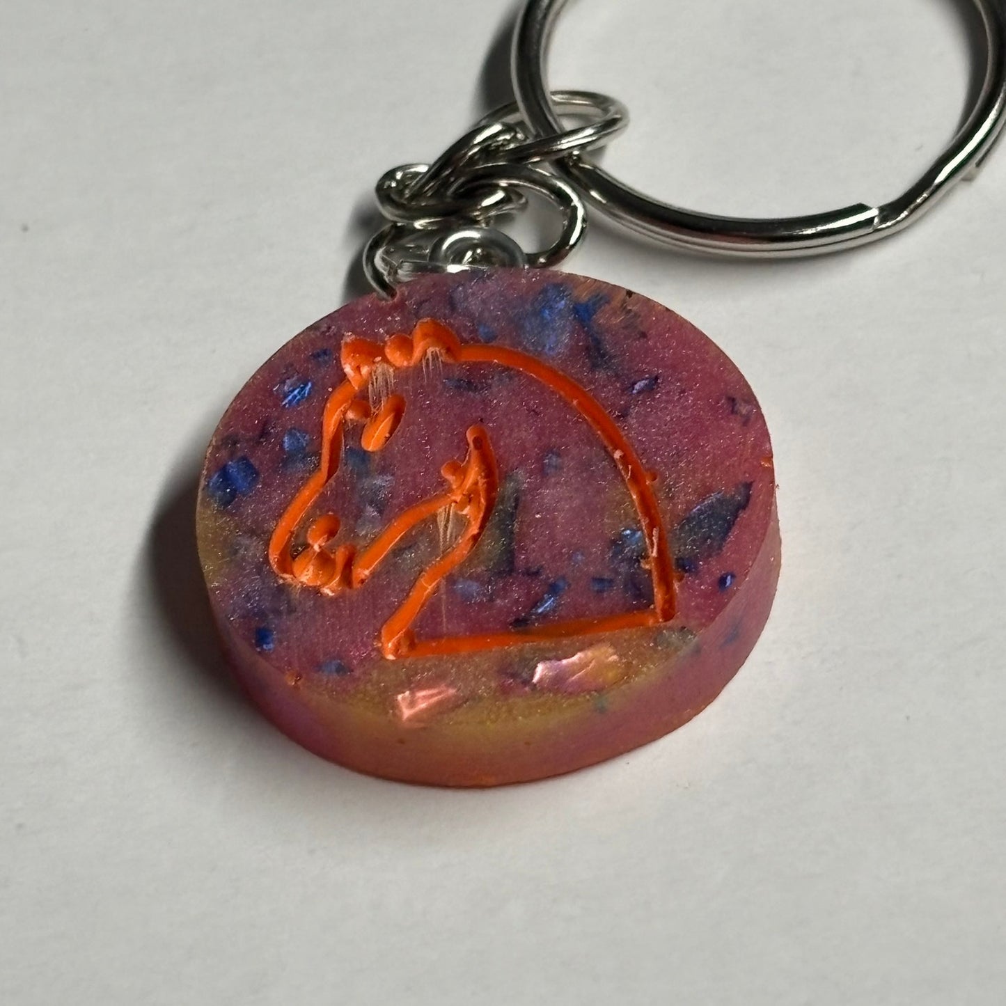 Pink/Orange Knight - Handmade Resin Keychain
