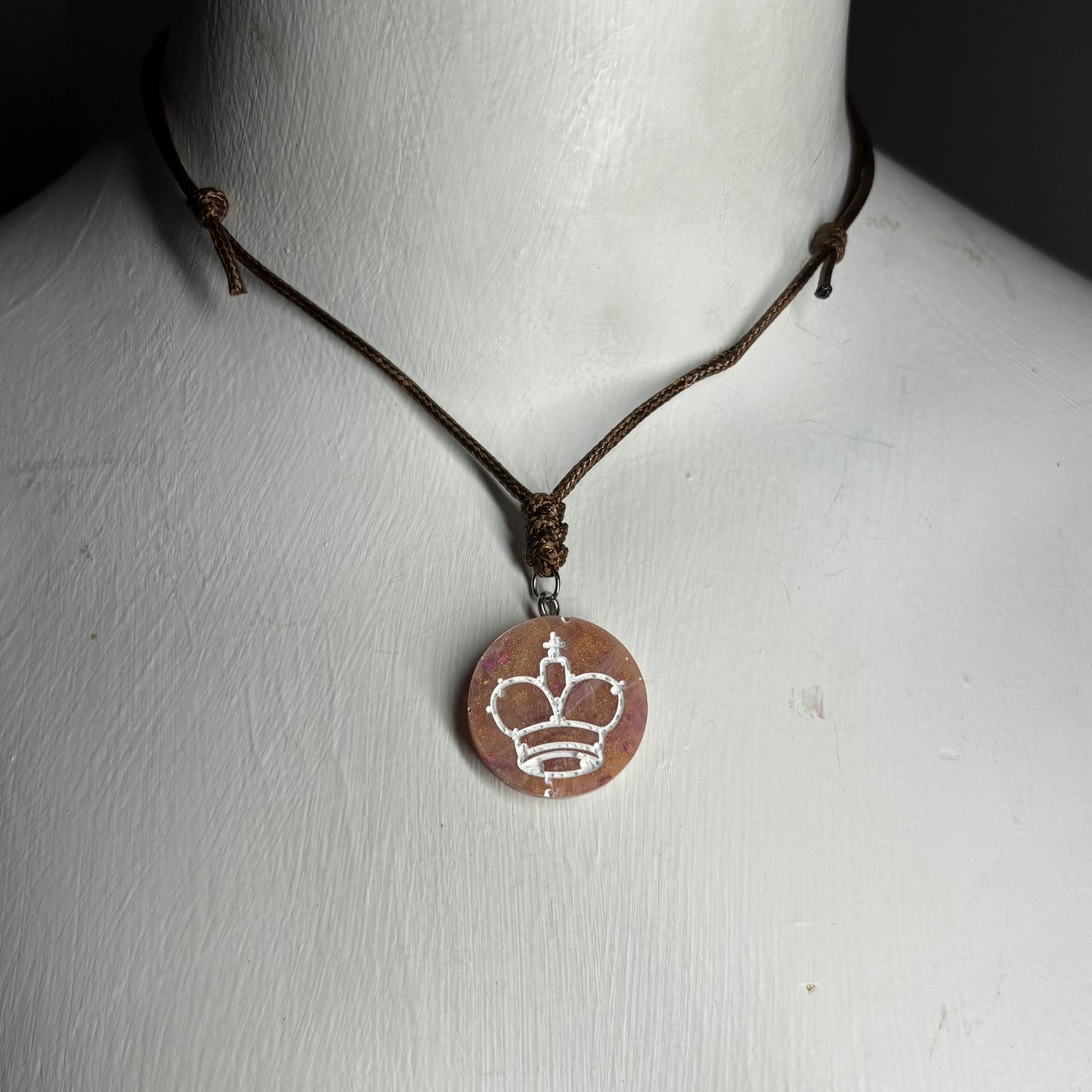 Vintage King - Handmade Resin Chess Necklace