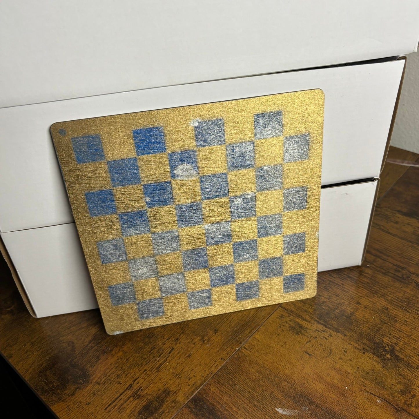 Golden Snow - Painted Thin Wooden Chess Board