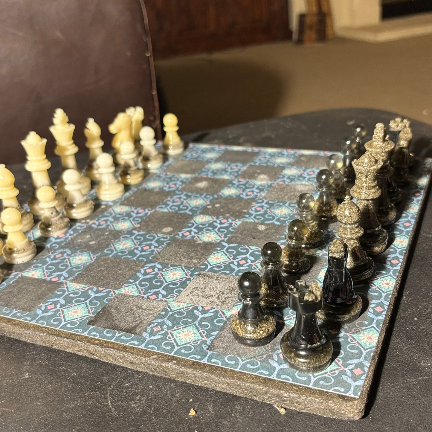 Vintage Aqua Pattern - Scrapbook Chess Set