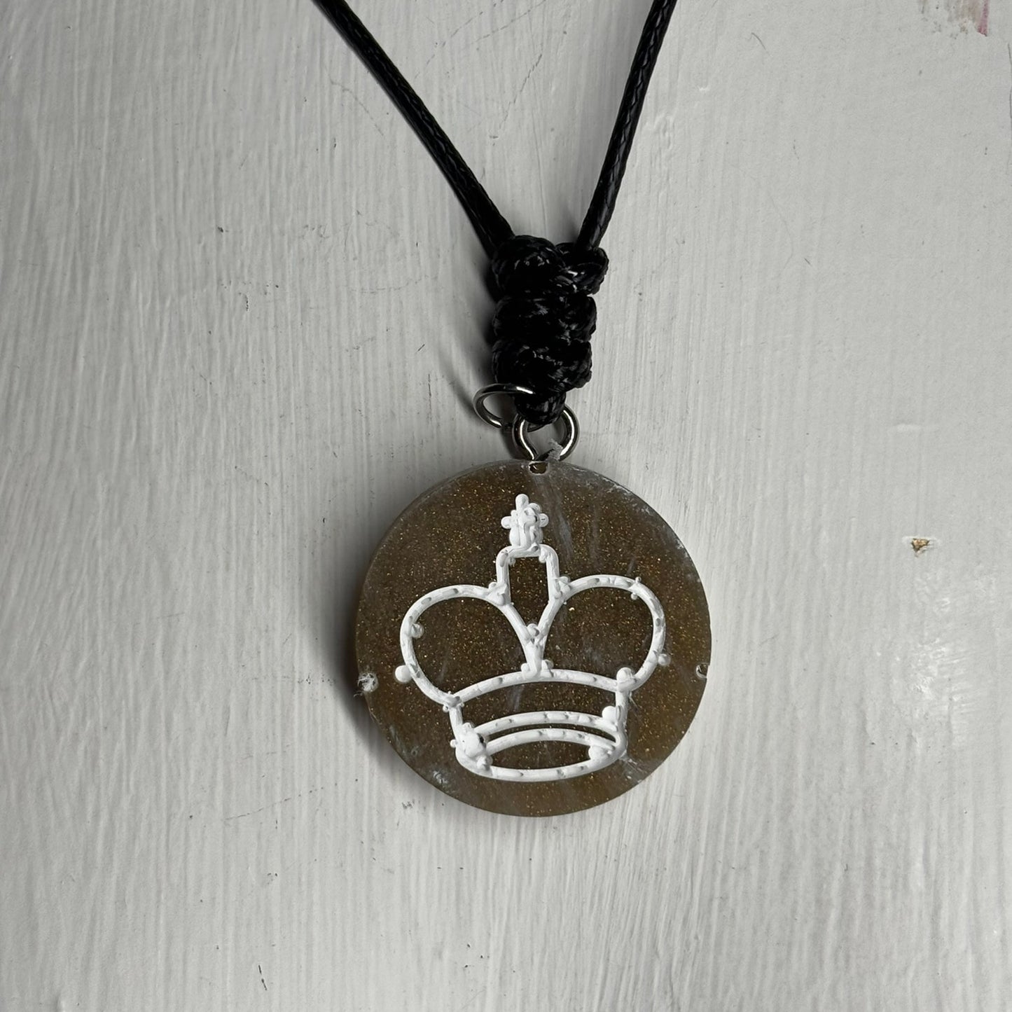Dirty Brown King - Handmade Resin Chess Necklace - Flat Edition