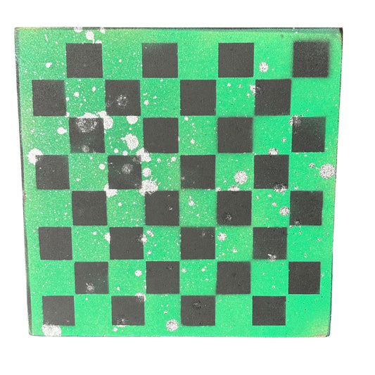 Supreme Green Splatter - Painted Chess Board