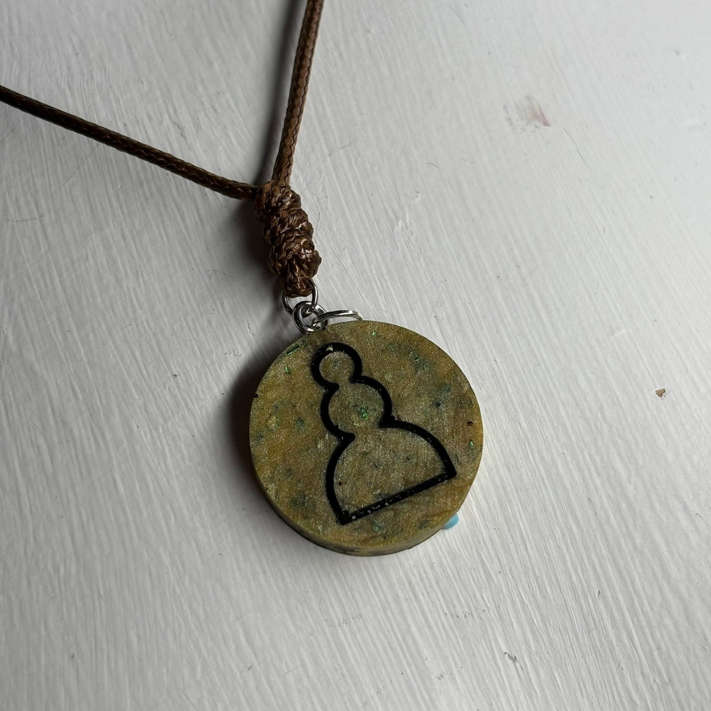 Brown Classic Pawn - Handmade Resin Chess Necklace