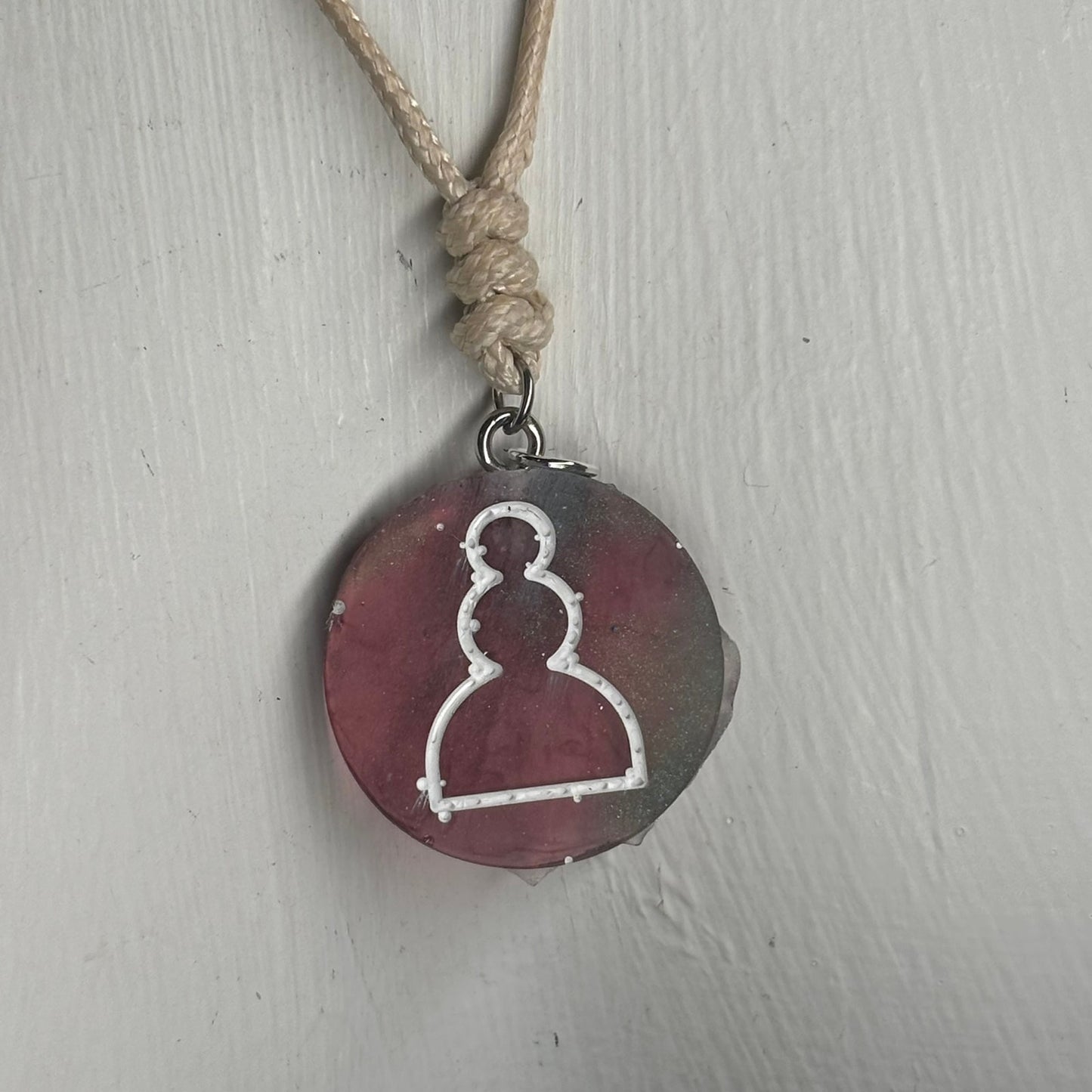 Classic Pink Mix Pawn - Handmade Resin Chess Necklace