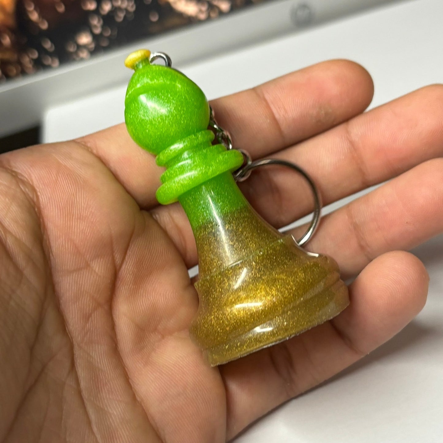 Half Colored Bishop - Handmade Resin Keychain - Large Edition