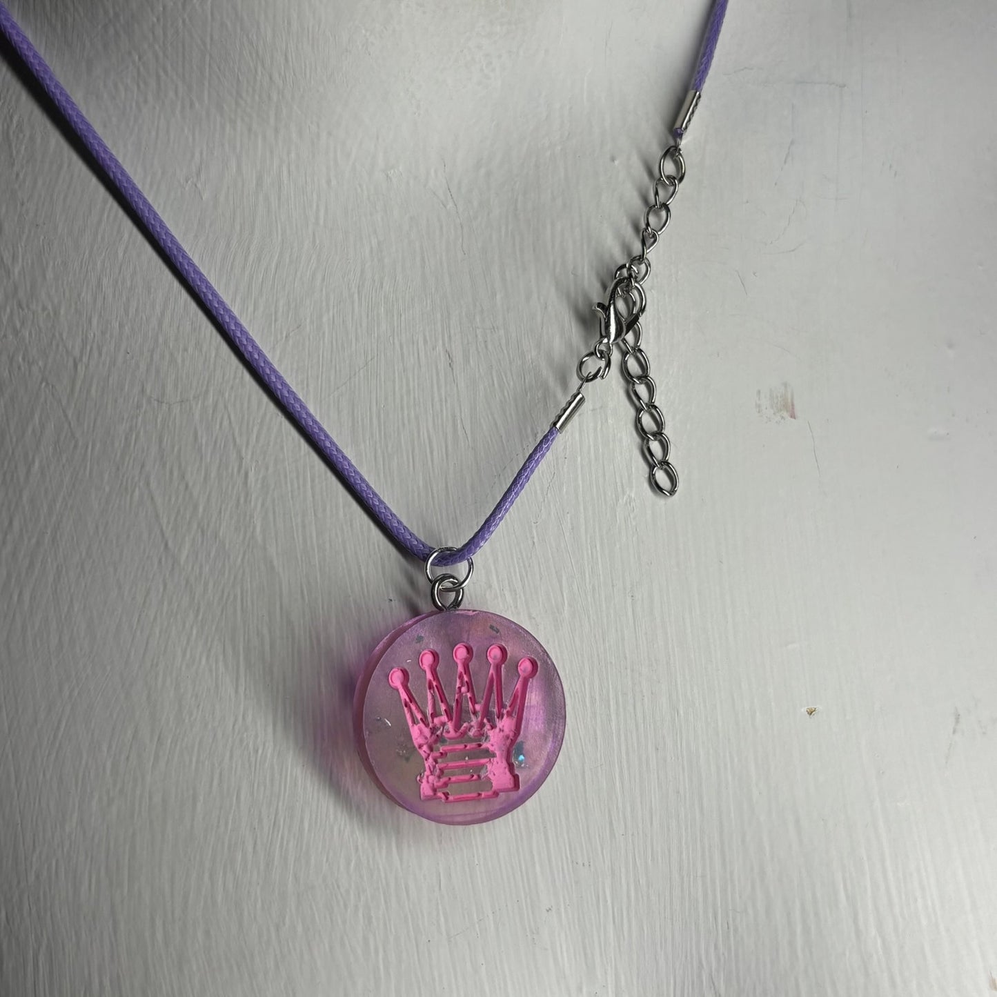 Purple Translucent Queen - Handmade Resin Chess Necklace