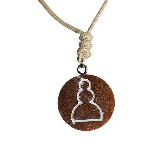 Coffee Brown Pawn - Handmade Resin Chess Necklace
