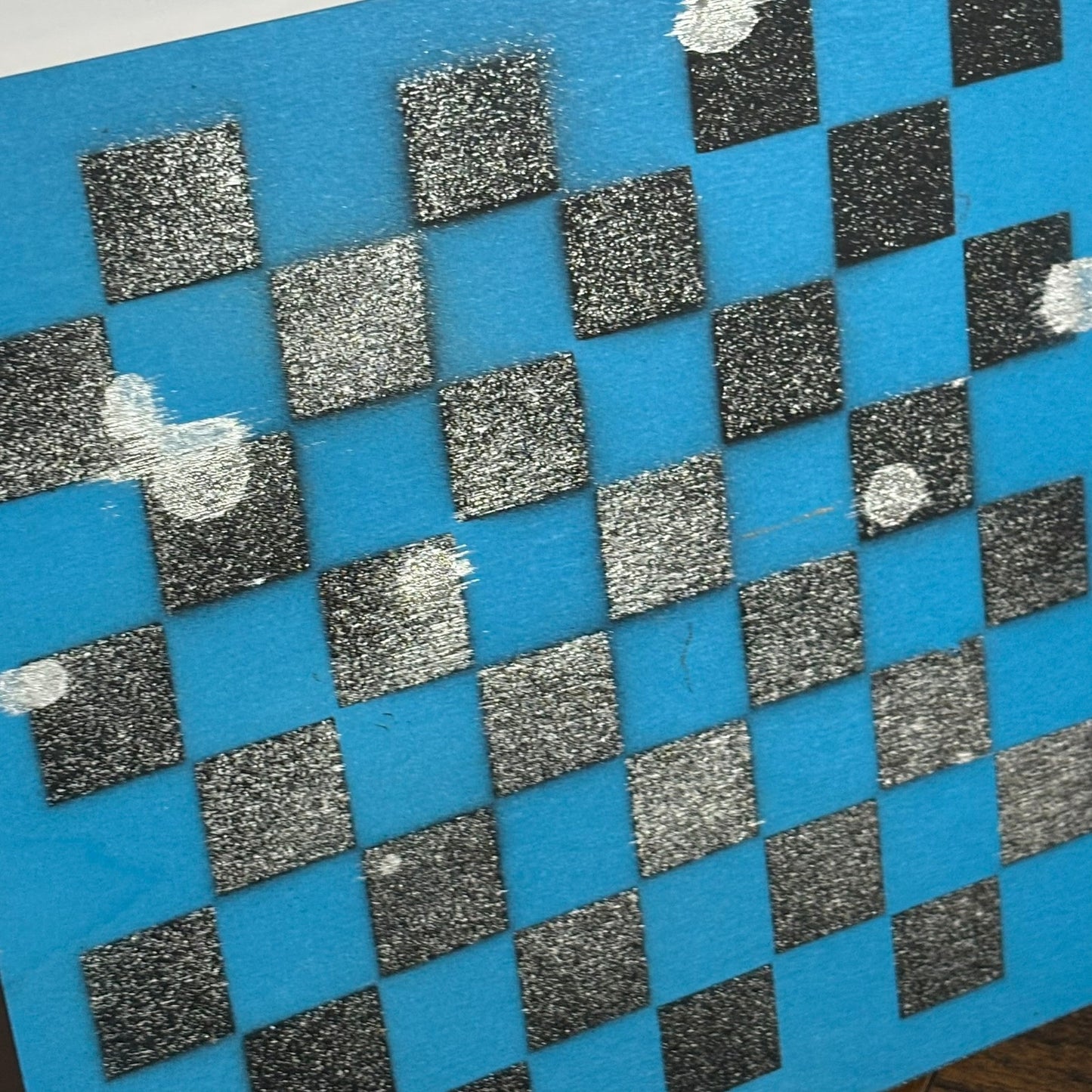 Blue & Black Chrome - Painted Thin Wooden Chess Board