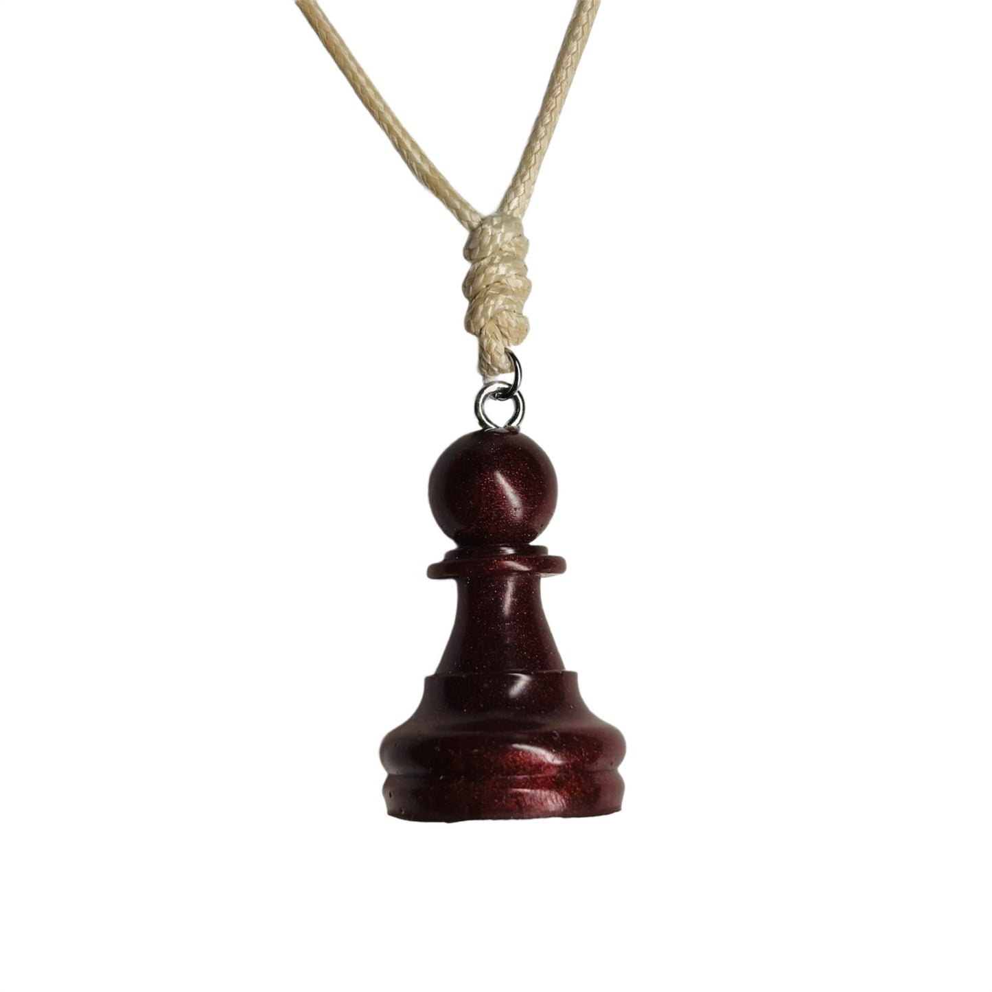 Bronze Red Pawn - Handmade Resin Chess Necklace
