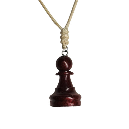 Bronze Red Pawn - Handmade Resin Chess Necklace