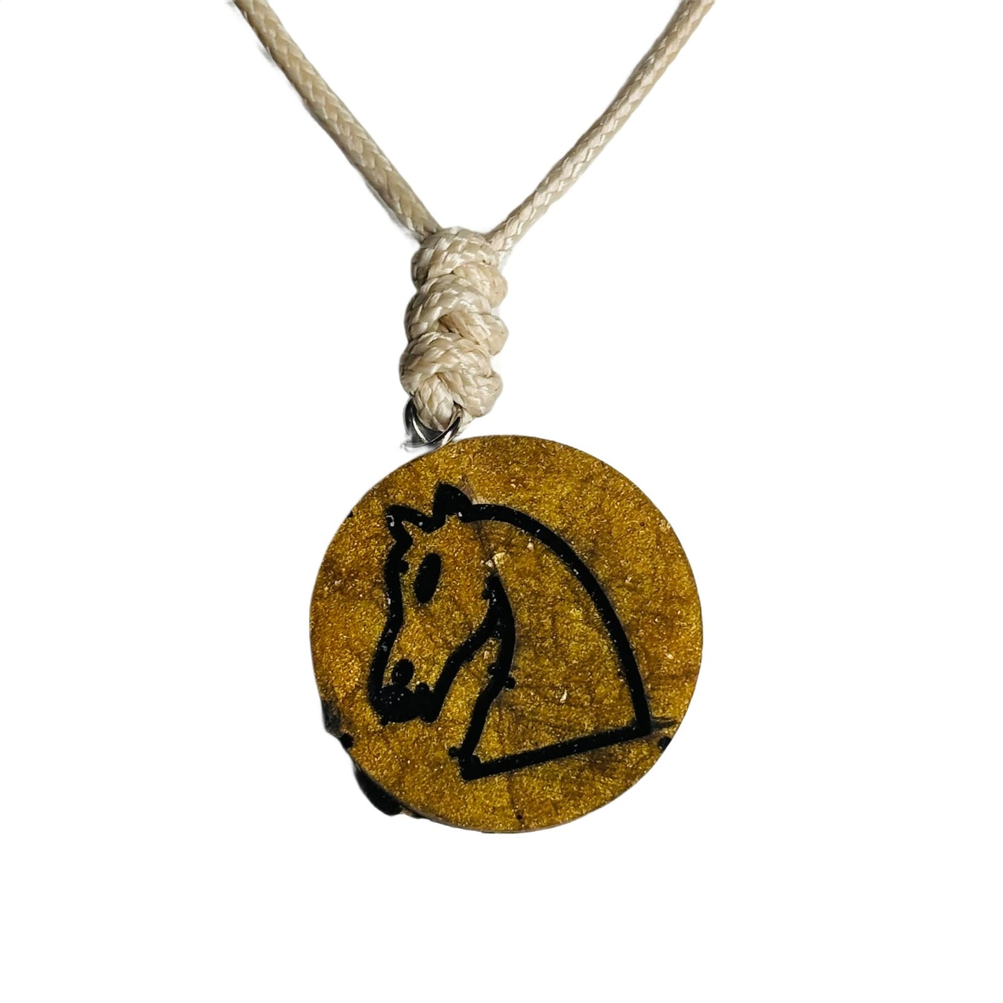 Vintage Brown Knight - Handmade Resin Chess Necklace