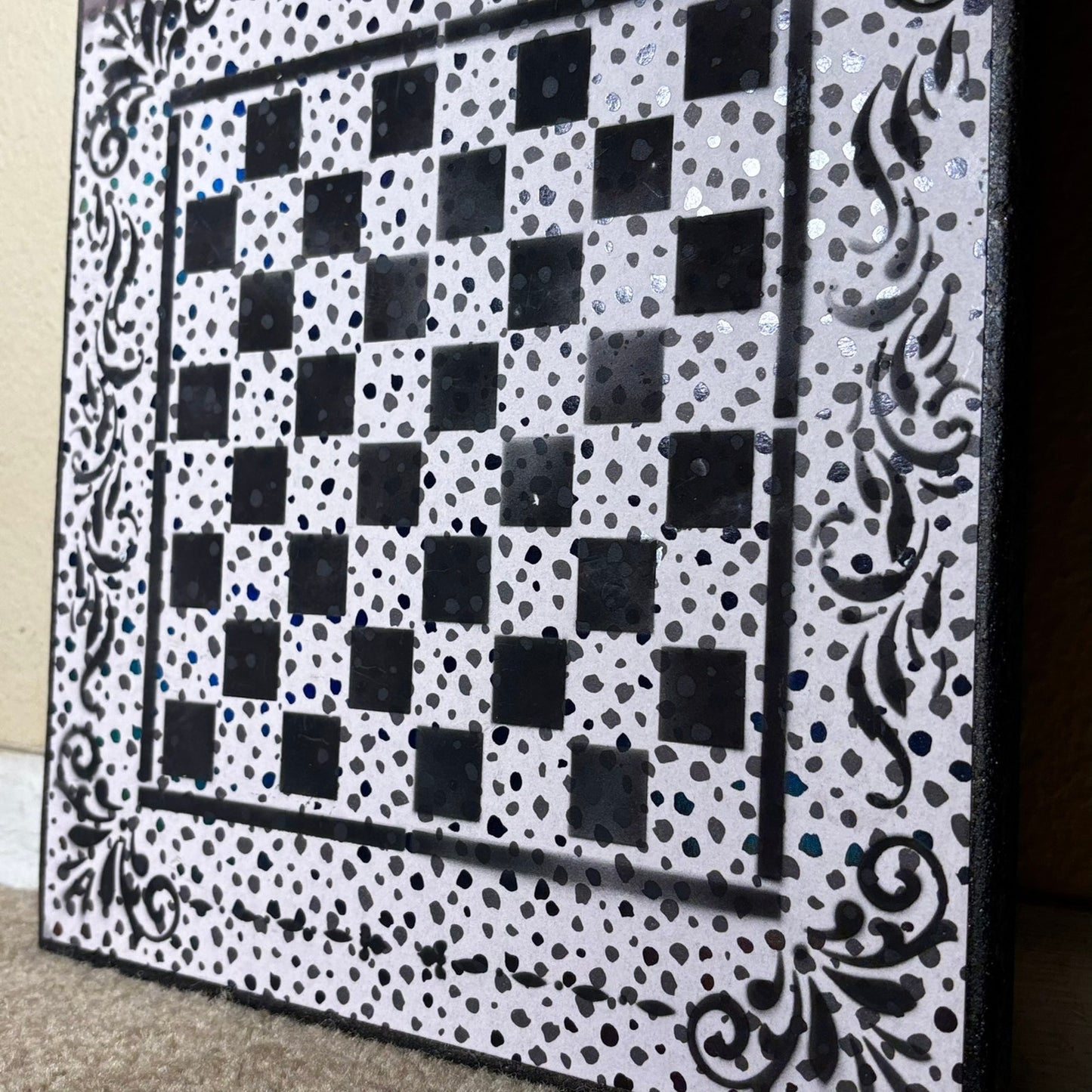 Spotted Black - Scrapbook Chess Board