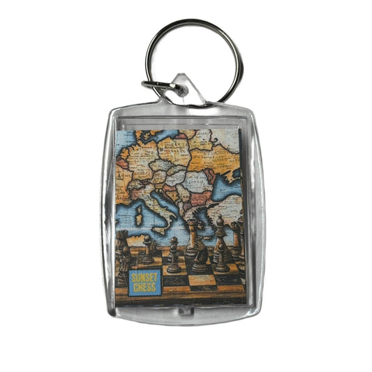 World Map - Sunset Chess Photo Keychain