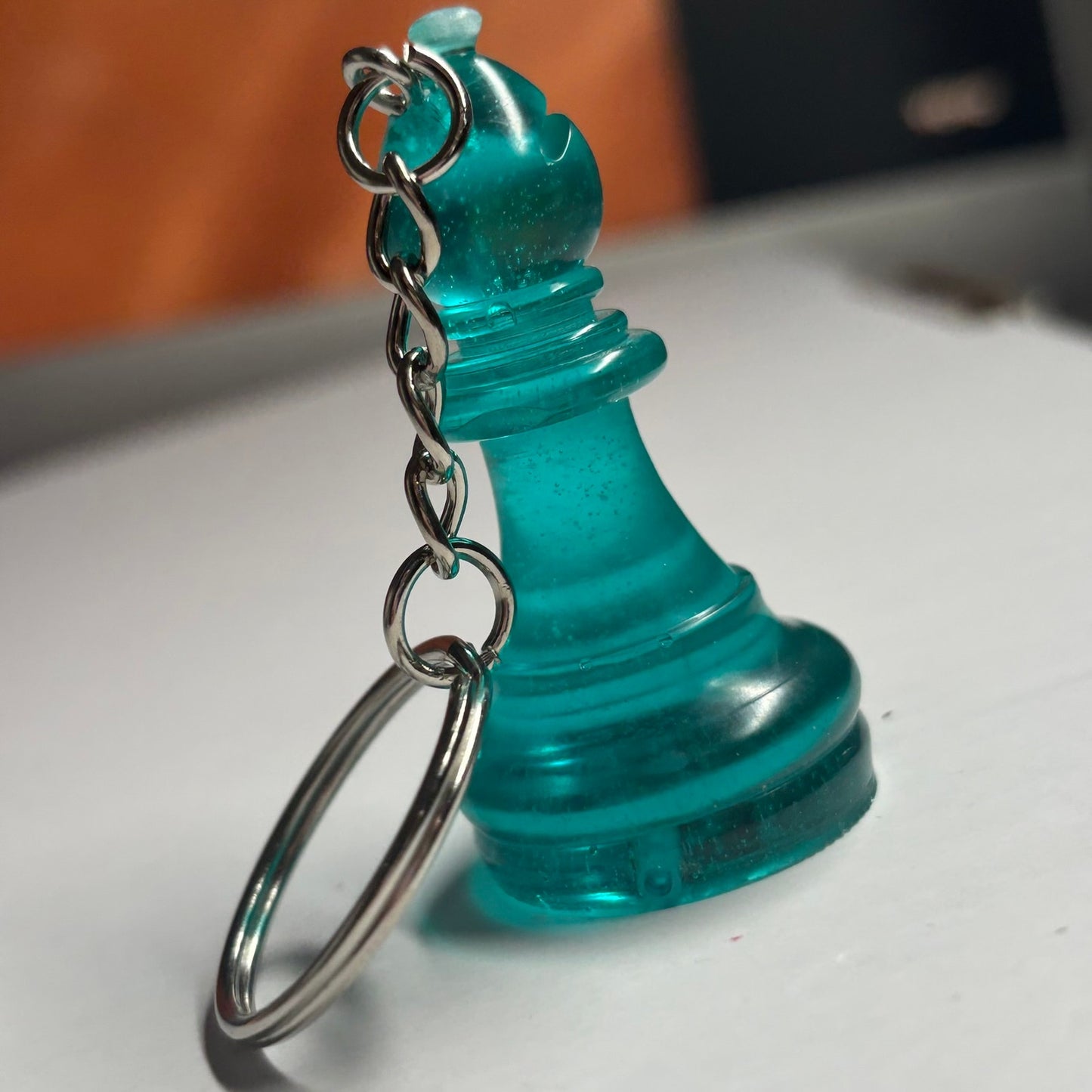 Aqua Transparent Green Bishop - Handmade Resin Keychain