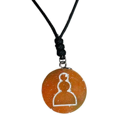 Orange Pawn - Handmade Resin Chess Necklace