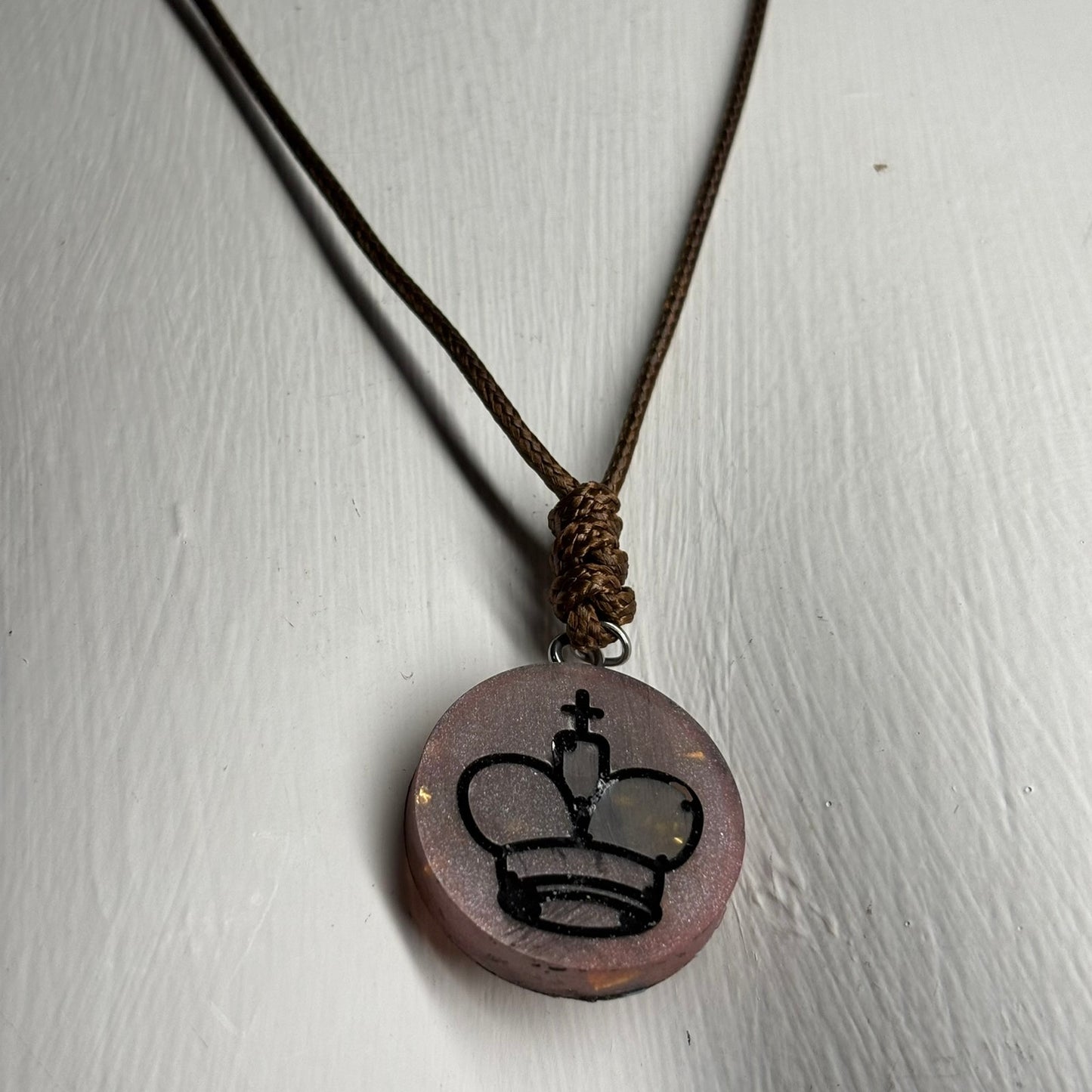 Brown Classic King - Handmade Resin Chess Necklace
