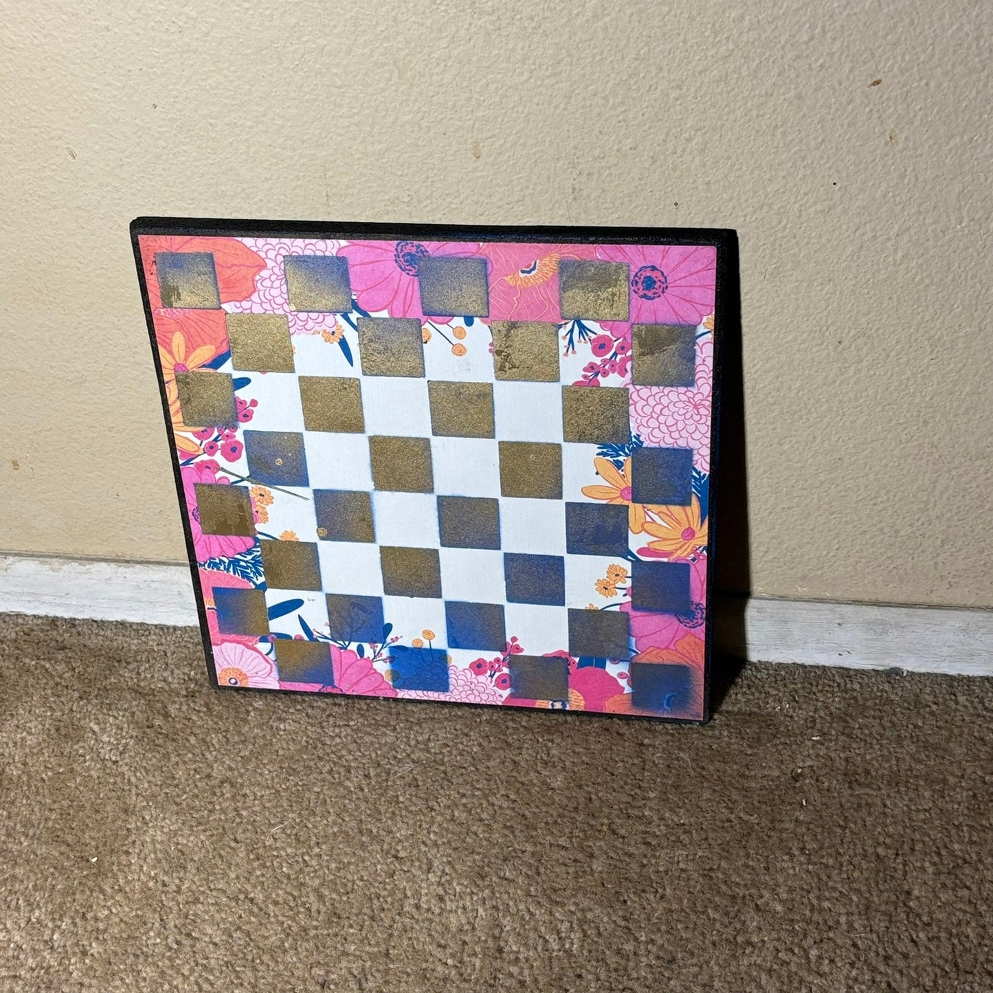 Pink Golden Blue - Scrapbook Chess Board