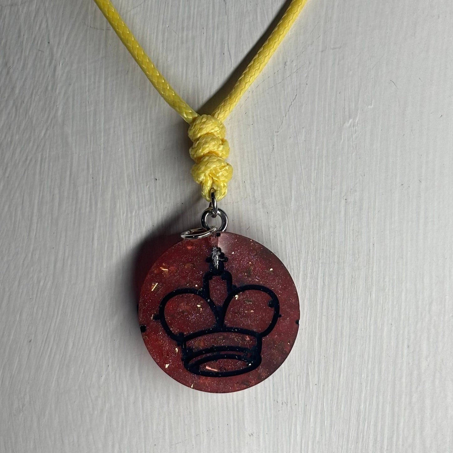 Crystal Dark Red King - Handmade Resin Chess Necklace