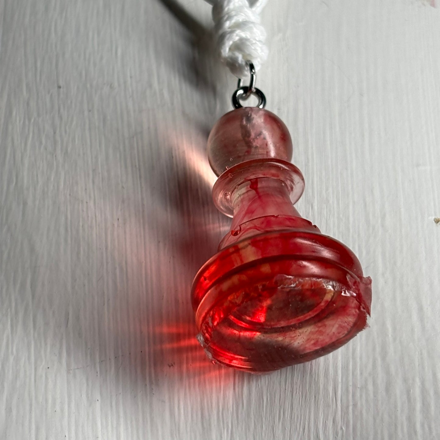 Red Swivel Pawn - Handmade Resin Chess Necklace