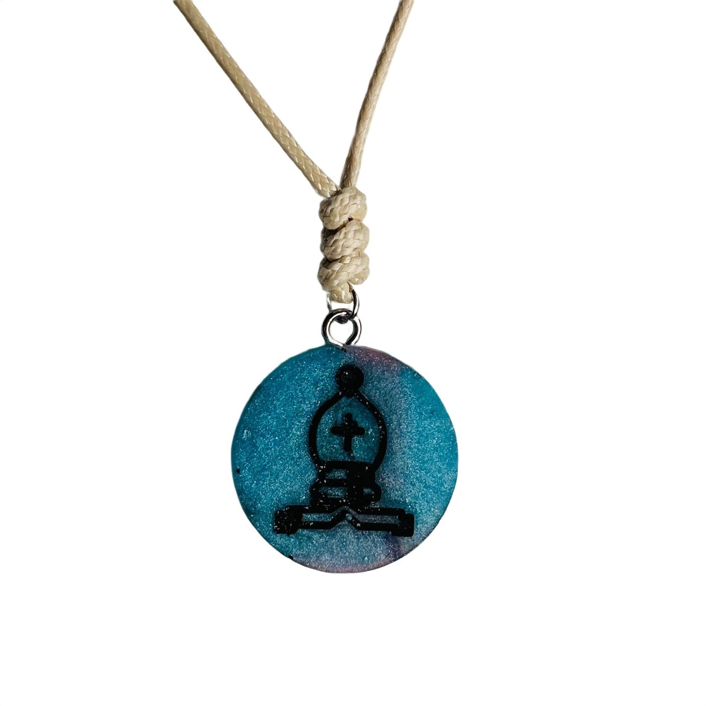 🎁 Blue Bishop - Handmade Resin Chess Necklace (100% off)