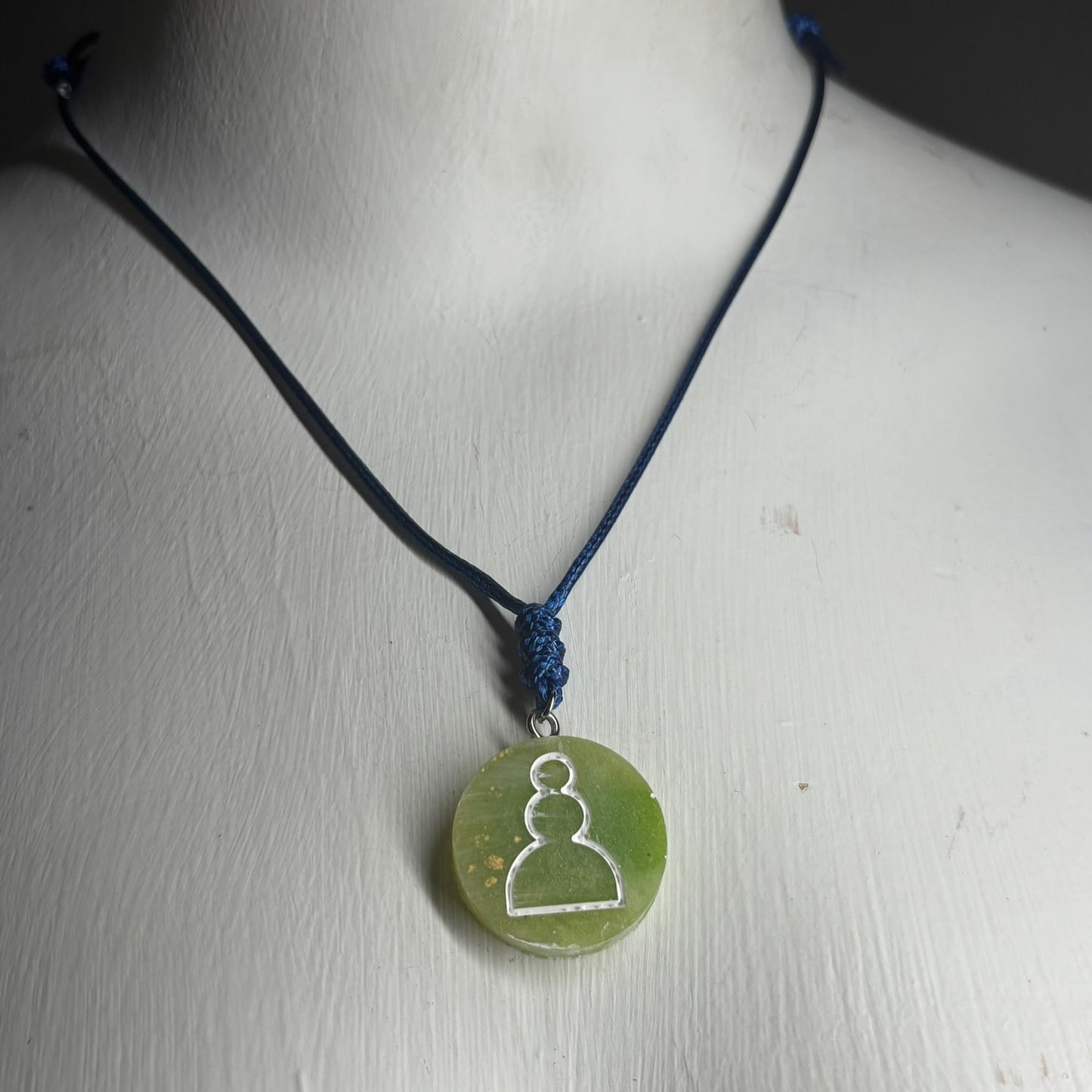 Lime Green Pawn - Handmade Resin Chess Necklace