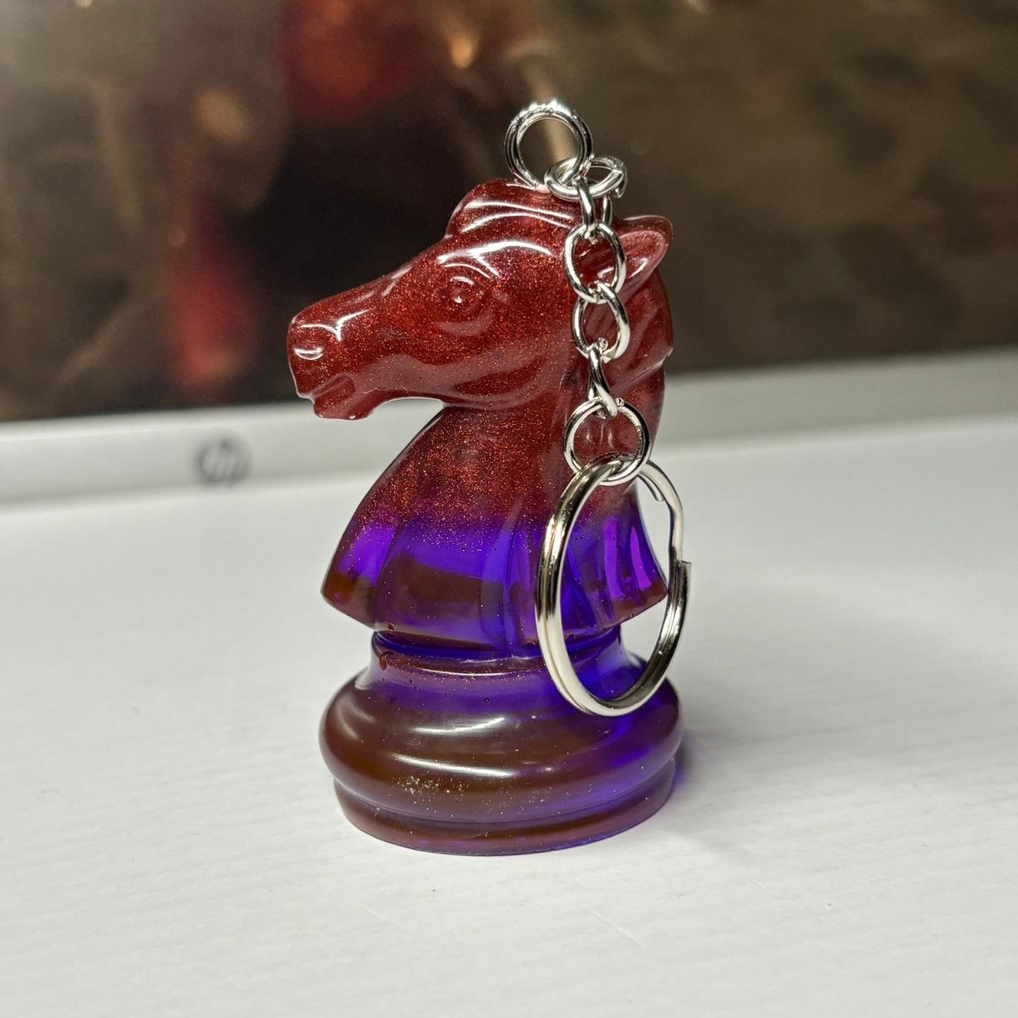 Purple Bottom Knight - Handmade Resin Keychain - Large Edition