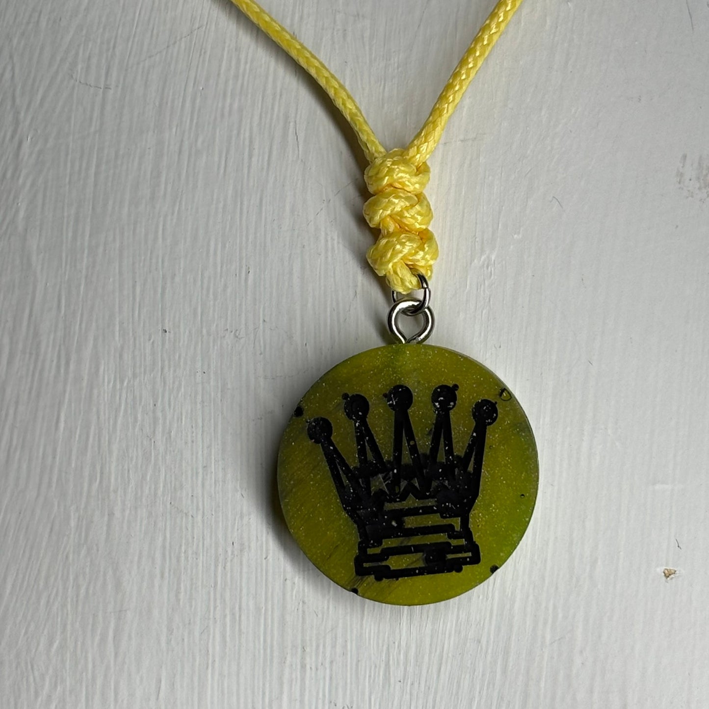Lemon Green Queen - Handmade Resin Chess Necklace