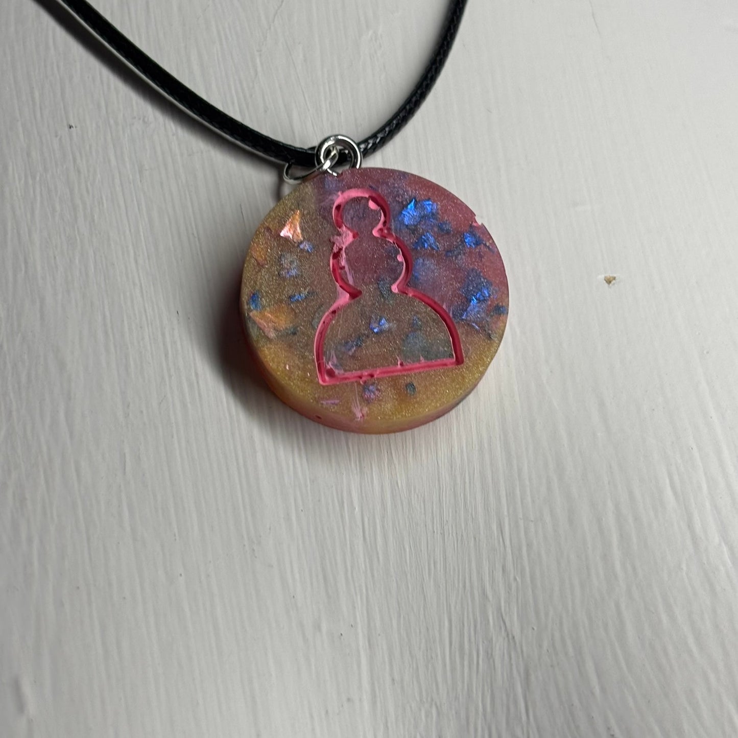 Crystal Pink Pawn - Handmade Resin Chess Necklace