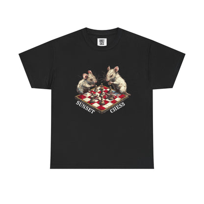 Copy of Rats Playing Chess - White Tee - Unisex Heavy Cotton Tee