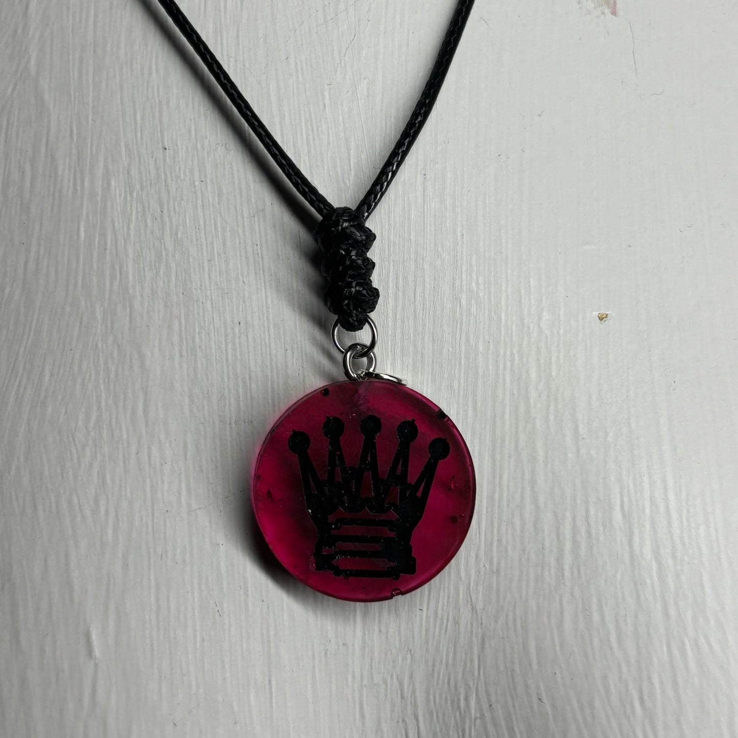 Dark Red Queen - Handmade Resin Chess Necklace