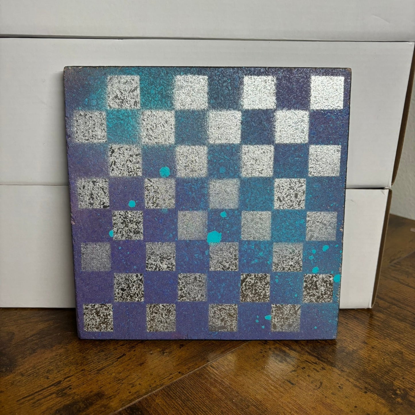 Purple Blue Chrome - Painted Double Sided Chess Board