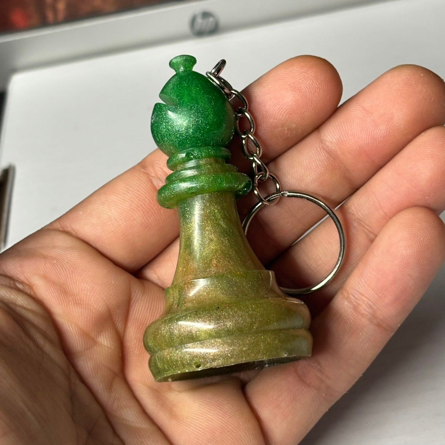 Prestigious Green Bishop - Handmade Resin Keychain - Large Edition