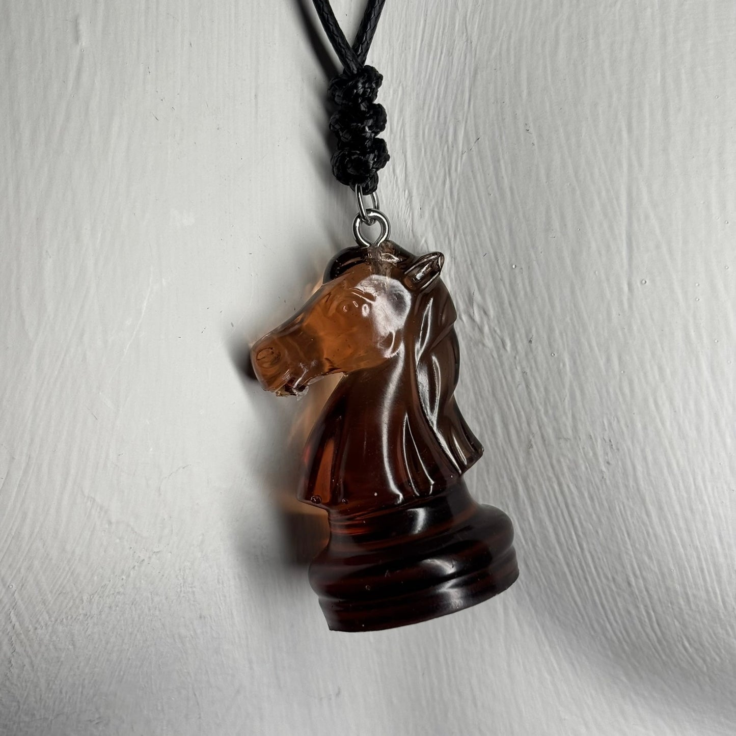 Coffee Brown Knight - Handmade Resin Chess Necklace