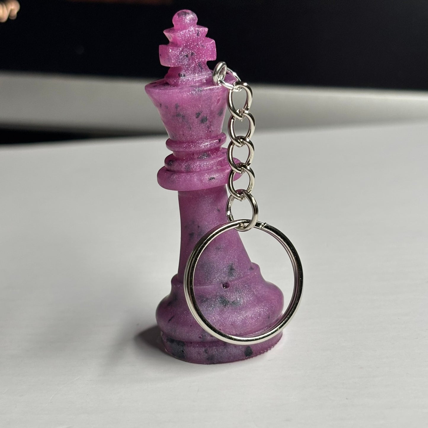 Pink Spotted King - Handmade Resin Keychain