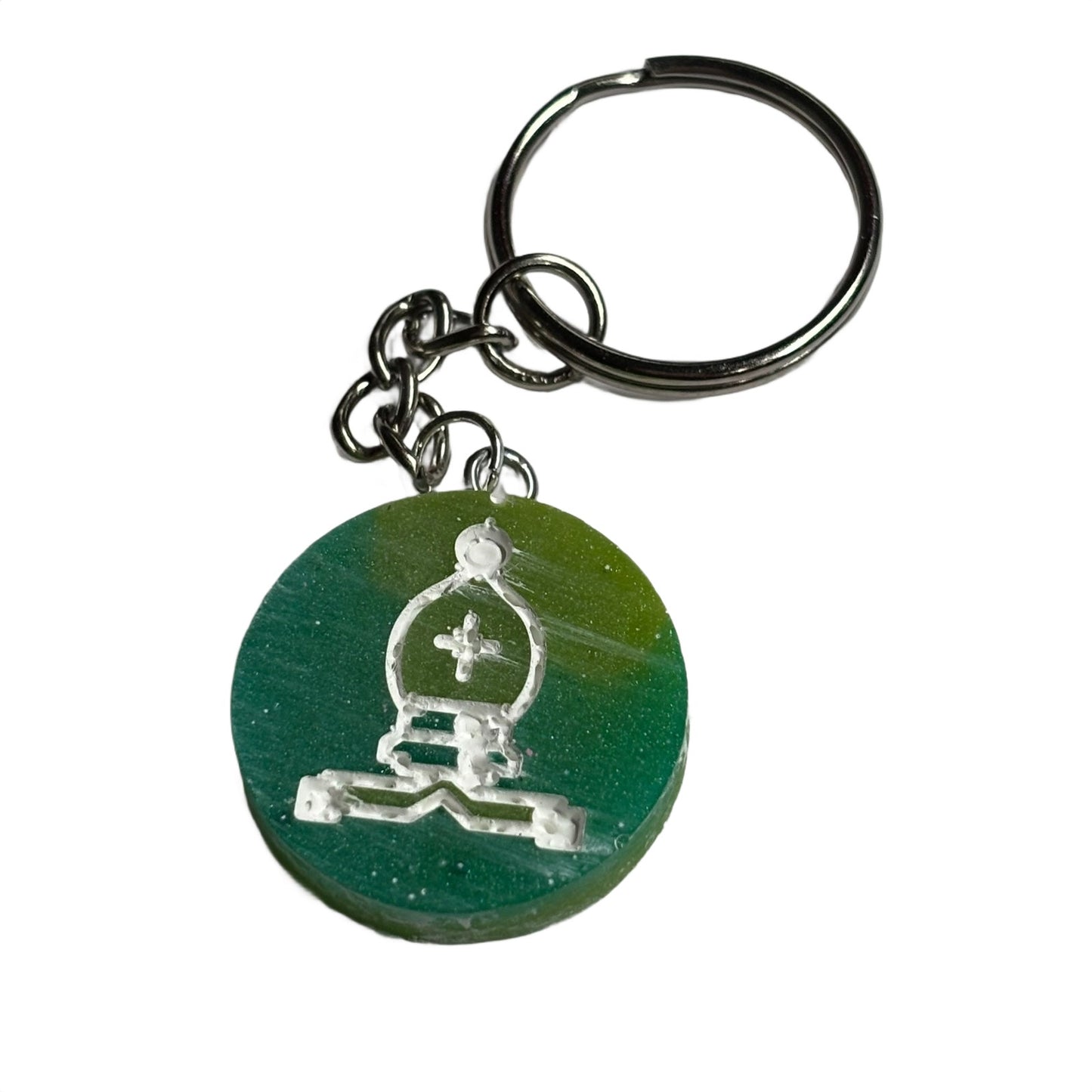 Smeared Green Handmade Resin Keychain - Flat Edition