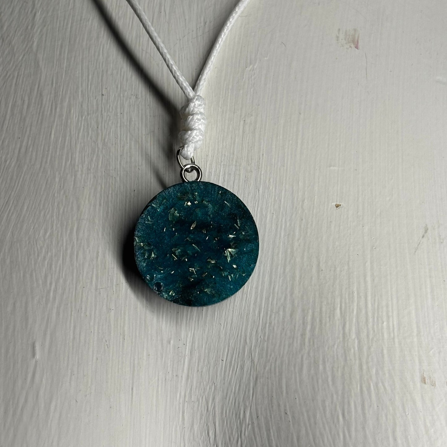 Blue Crystal Rook - Handmade Resin Chess Necklace