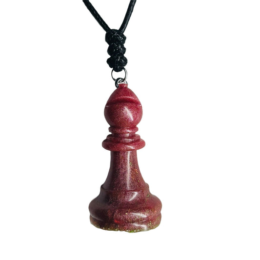 Violet Purple Bishop - Handmade Resin Chess Necklace