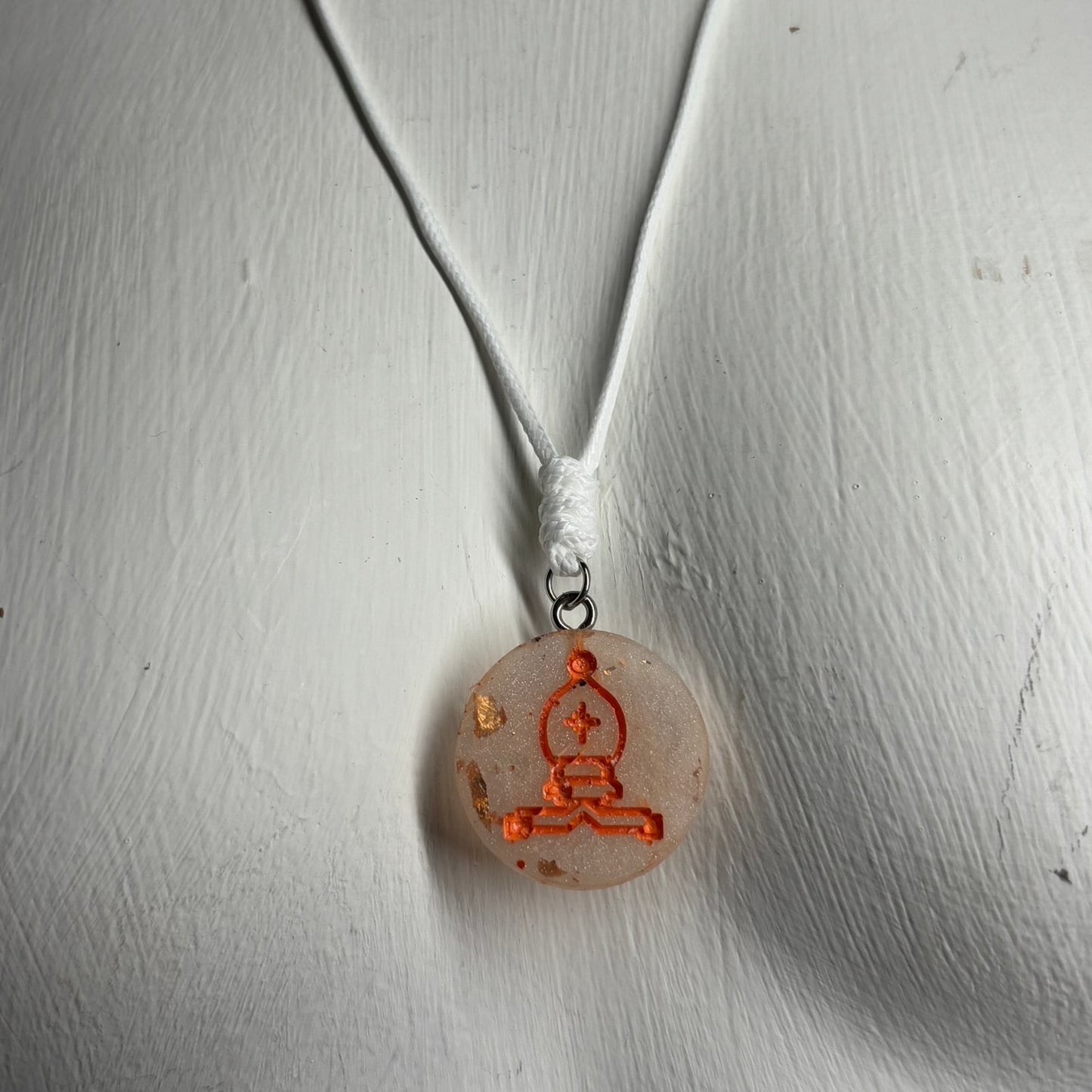 White Crystal Bishop - Handmade Resin Chess Necklace