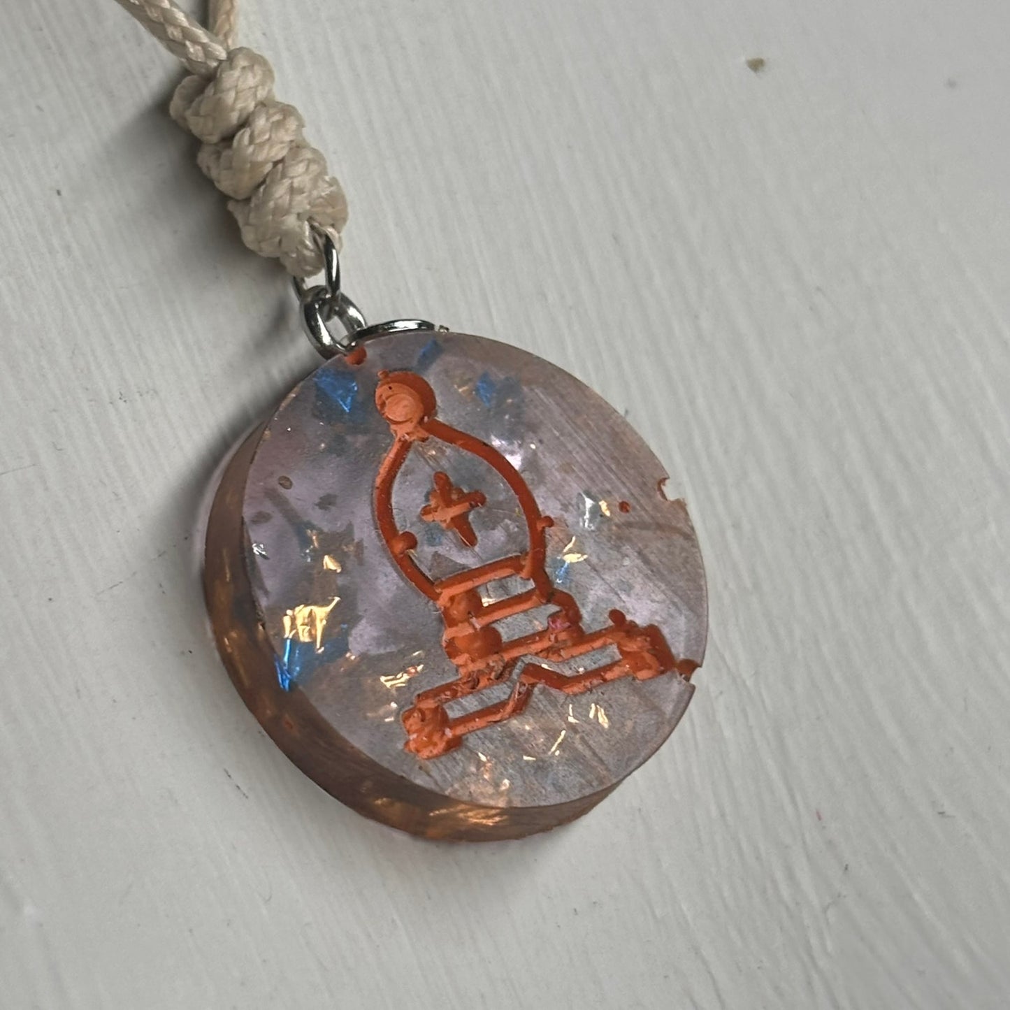 Crystal Vintage Bishop - Handmade Resin Chess Necklace