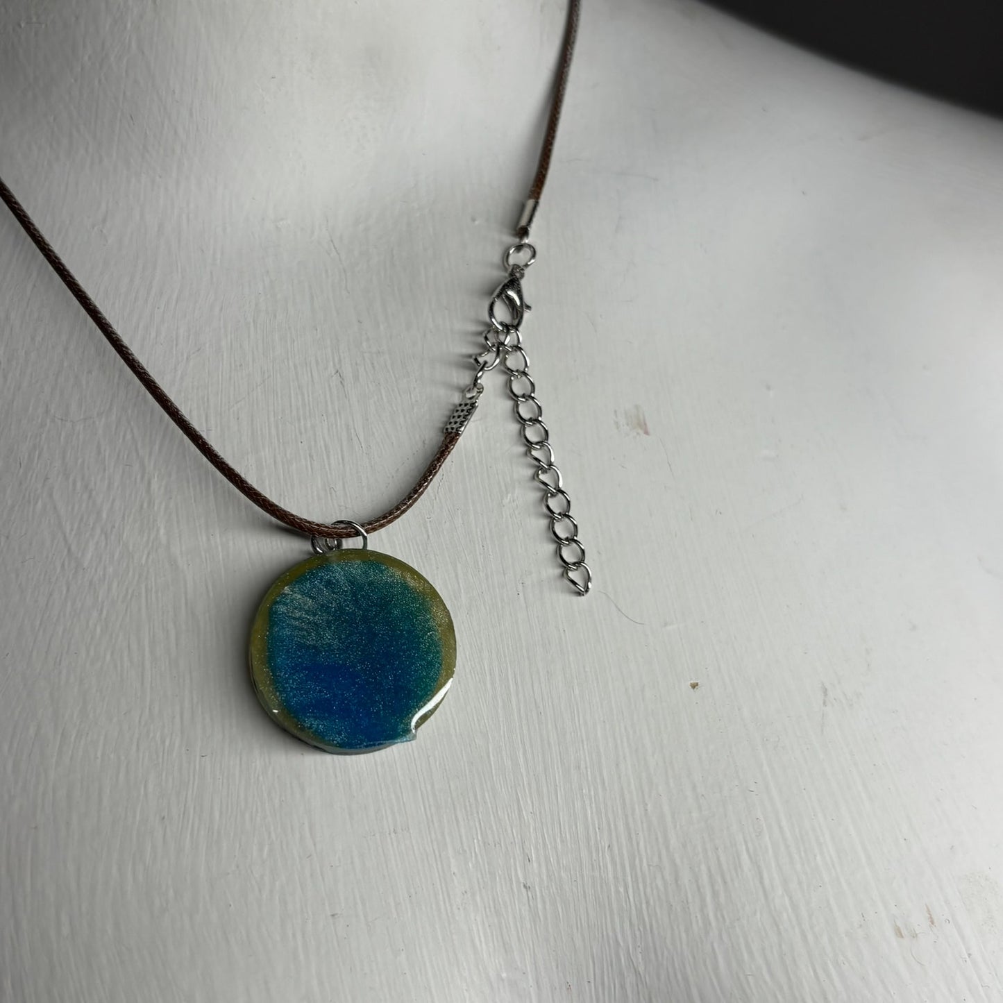 Green Blue Rook - Handmade Resin Chess Necklace
