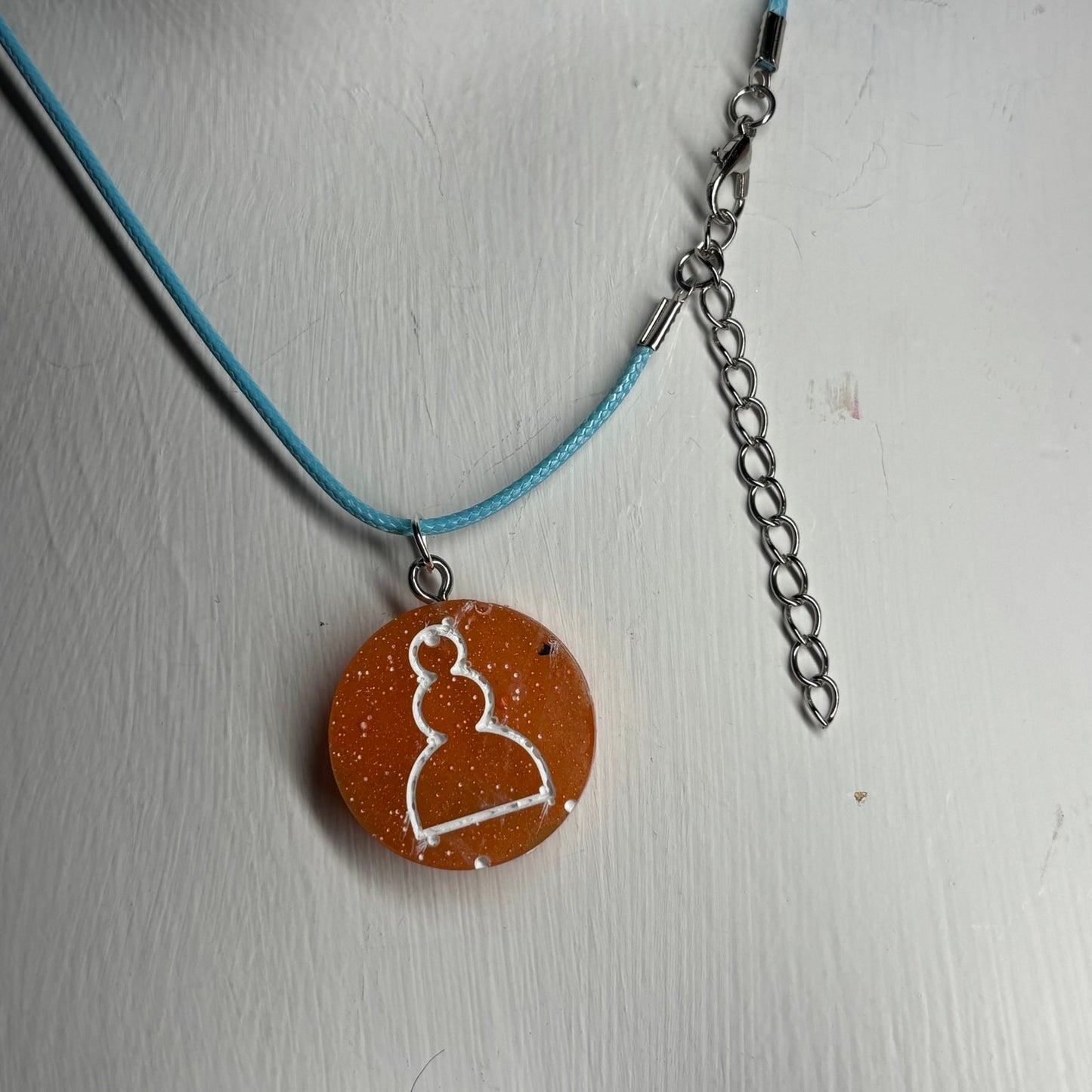 Orange/Blue Pawn - Handmade Resin Chess Necklace