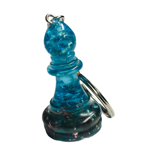 Blue Crystal Bishop - Handmade Resin Keychain