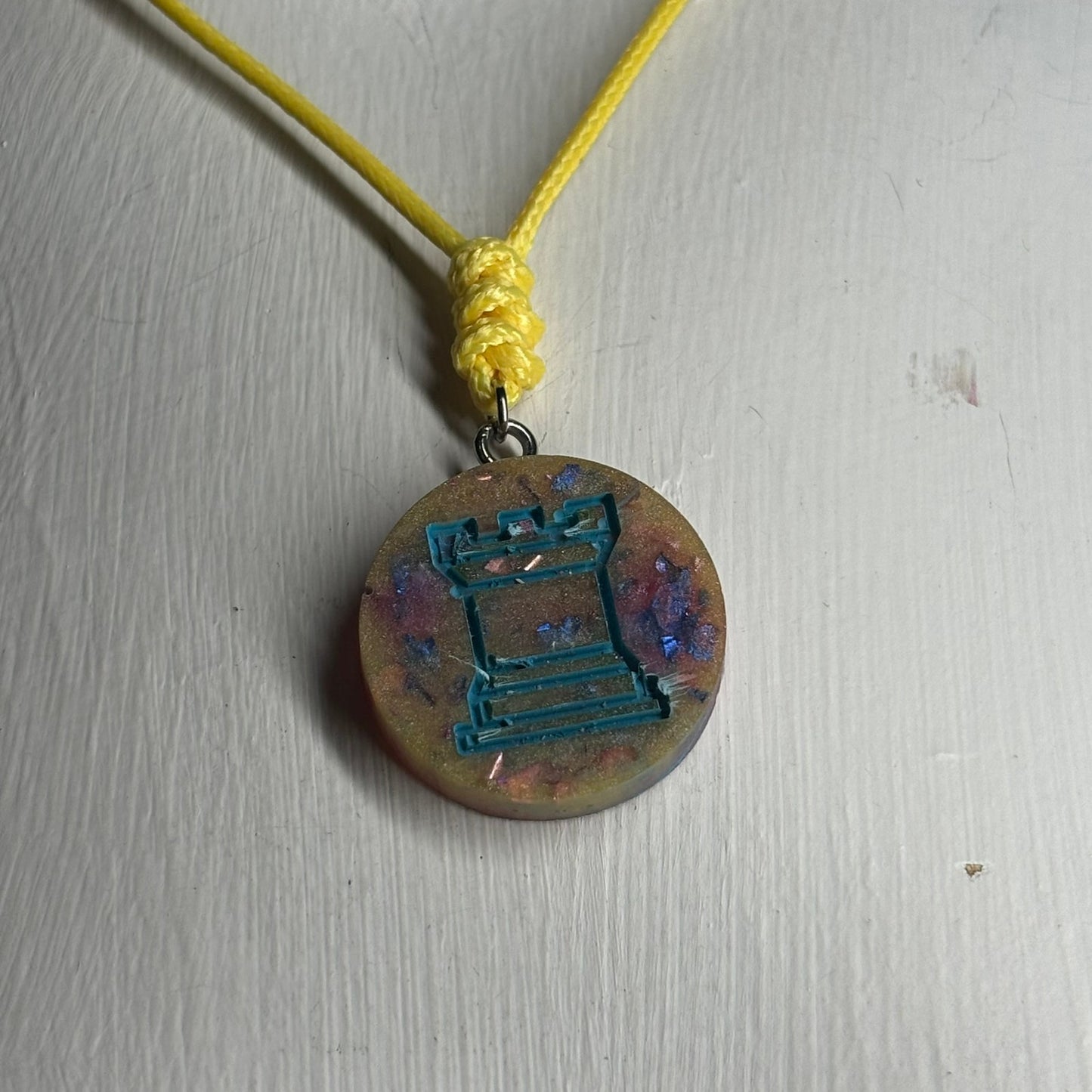 Vivid Rook - Handmade Resin Chess Necklace