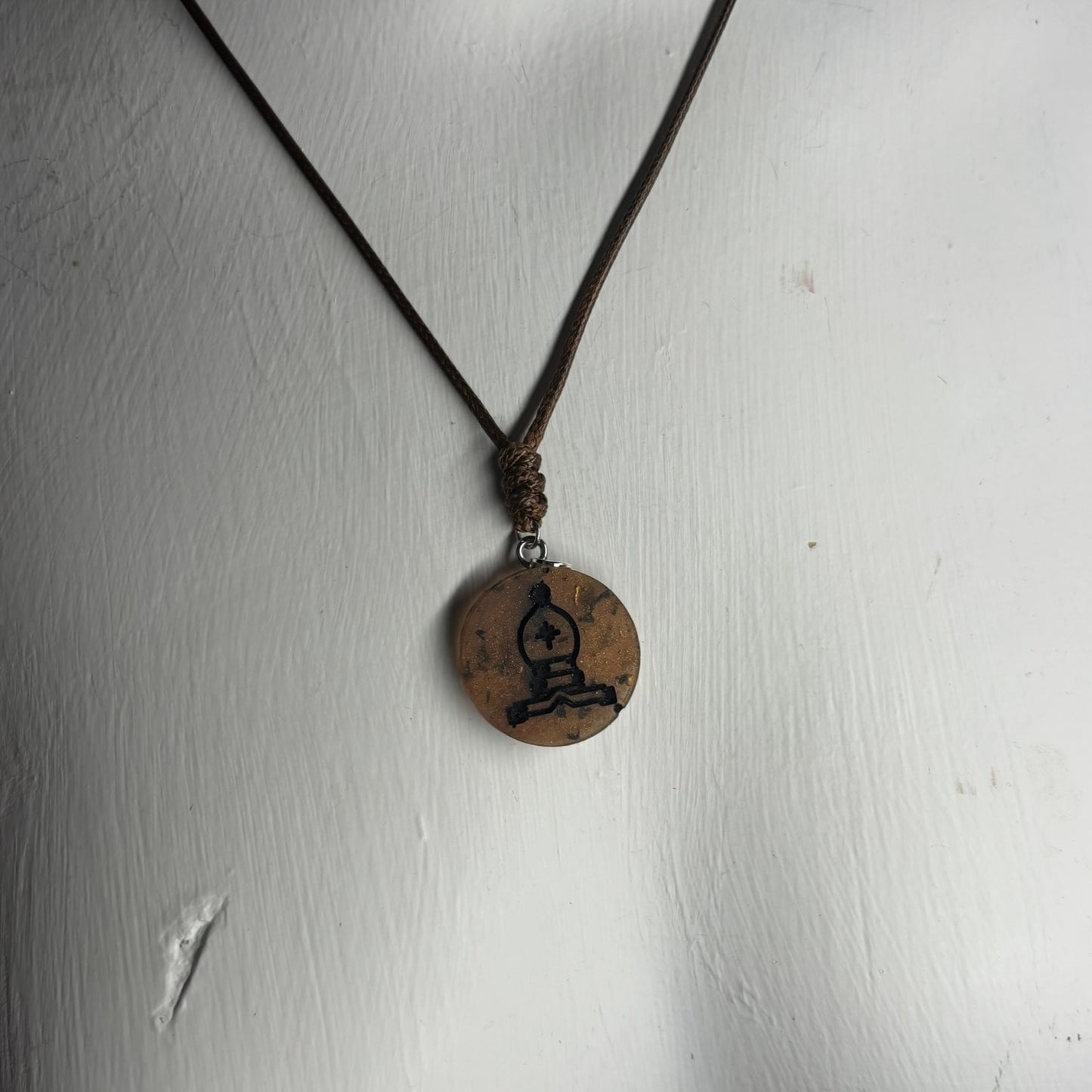 Luxury Brown Bishop - Handmade Resin Chess Necklace