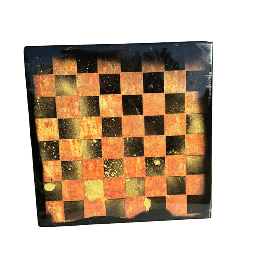 Golden Orange Fire - Resin Coated Chess Board