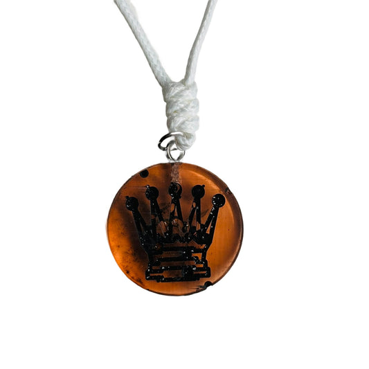 Burning Orange Queen - Handmade Resin Chess Necklace
