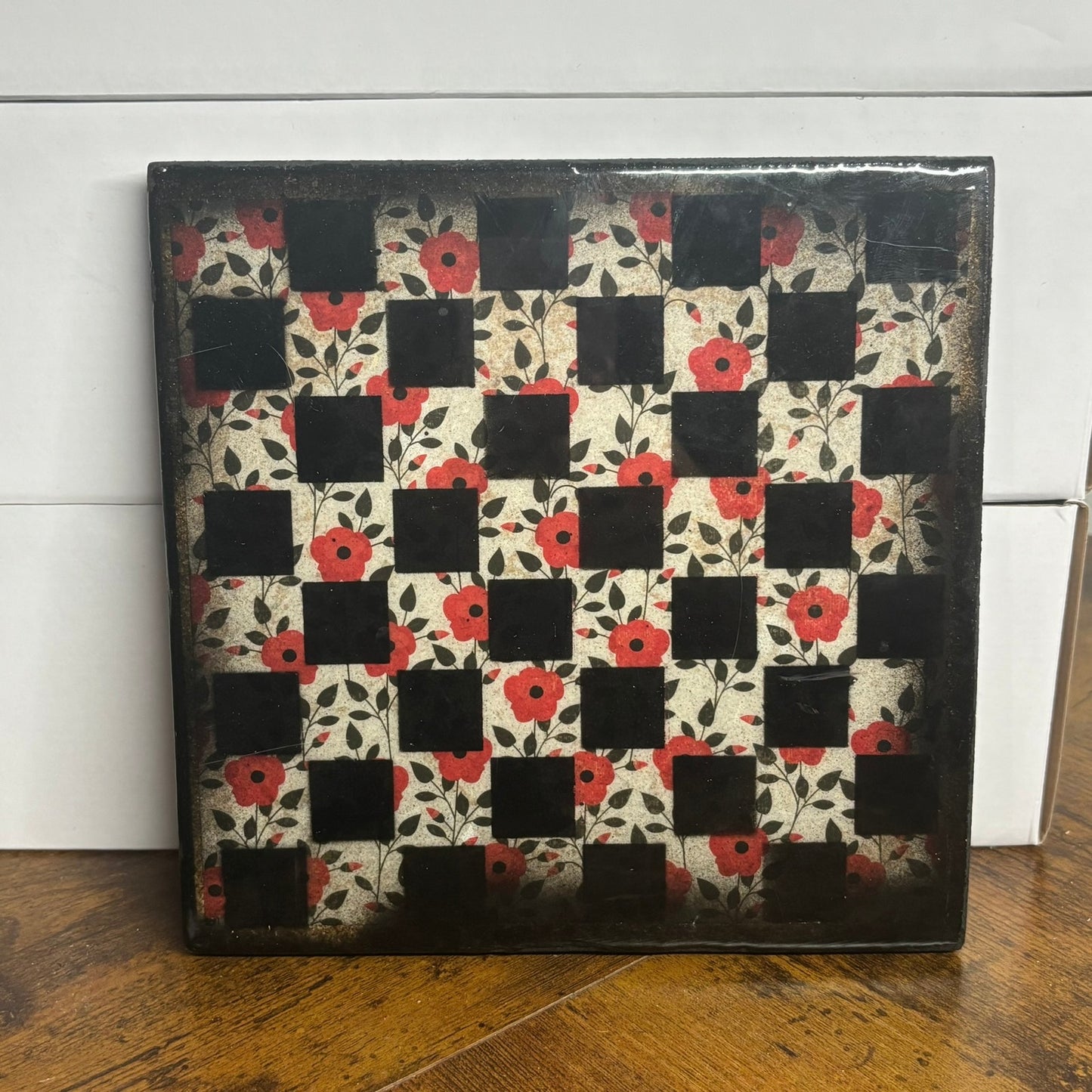 Fancy Flowers - Resin Coated Chess Board