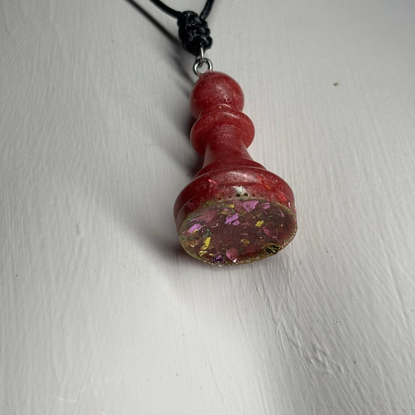 Pretty Pink Bishop - Handmade Resin Chess Necklace