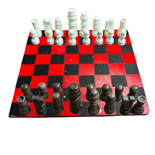 Cherry Red Black - Mini Chess Set