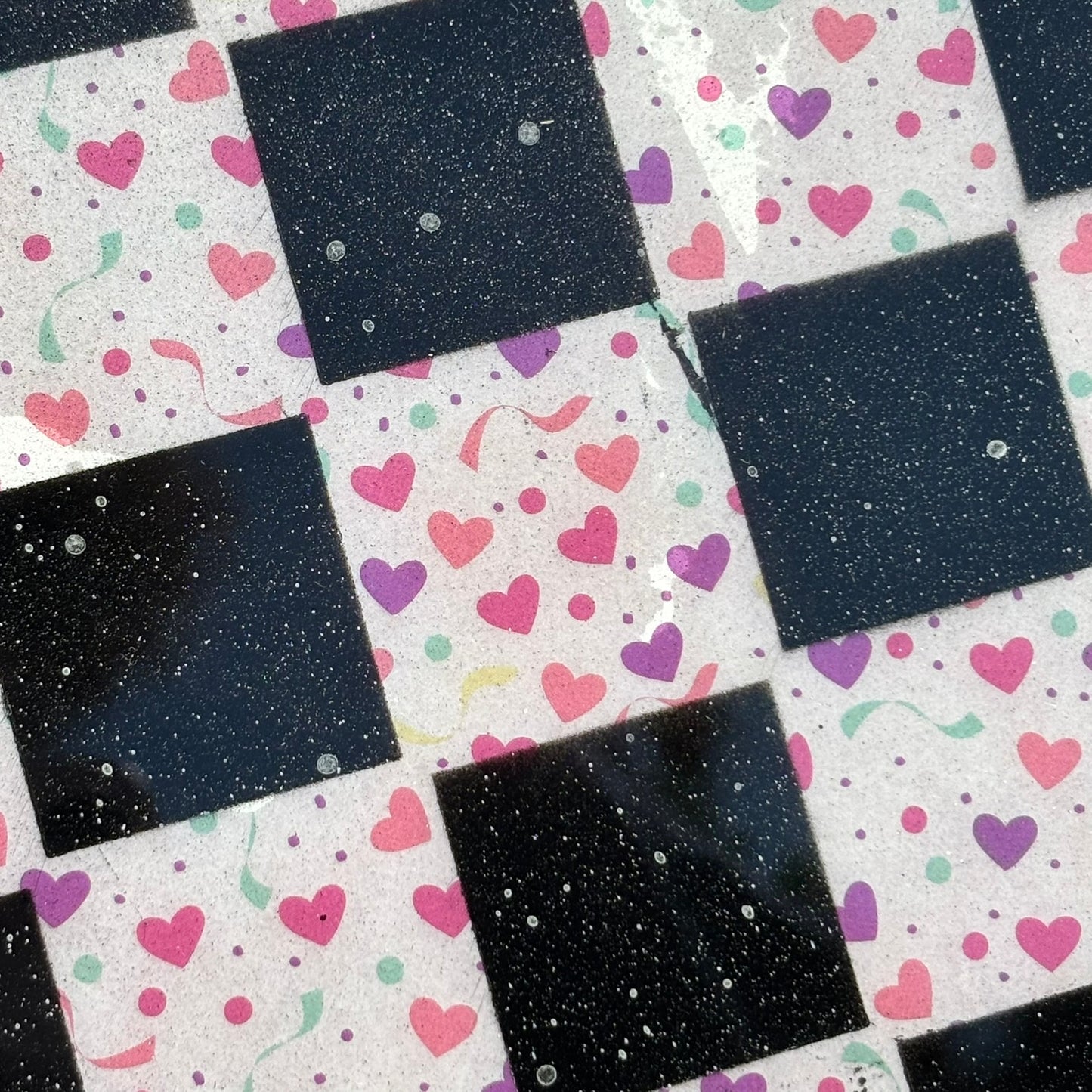 Colorful Hearts - Resin Coated Chess Board